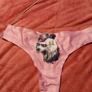 Foru Designs Pink With Panda Graphic Thong